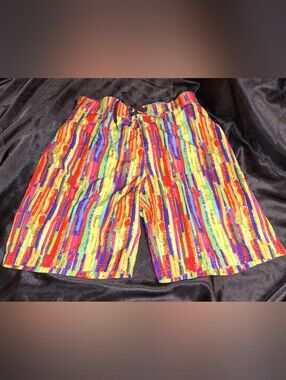 Like New Hreski 145 Board Shorts~Swimsuit~Stripes~Colorful~Abstract~Size  36